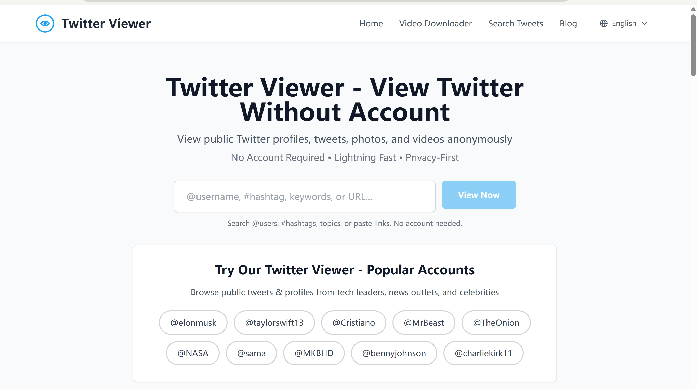 TwitterWebViewer homepage - View Twitter without login